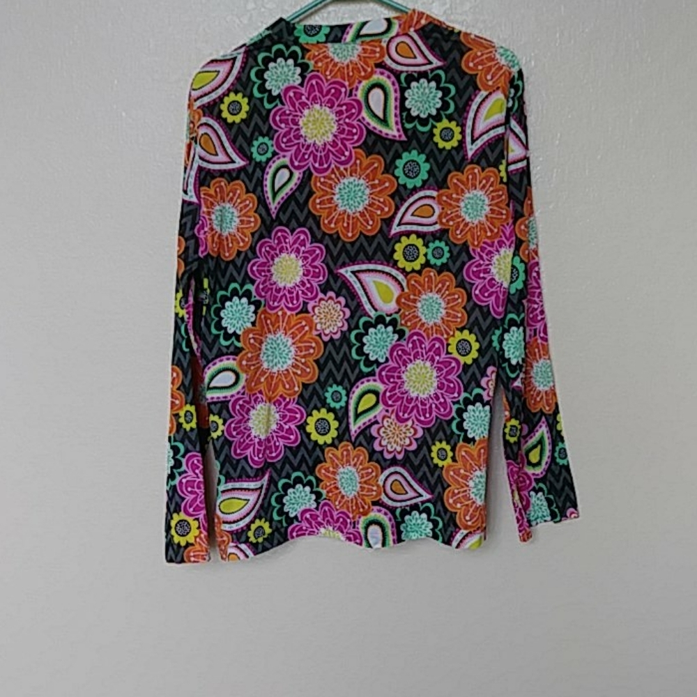 Very Bradley floral parsley blouse Sz L - Picture 4 of 9